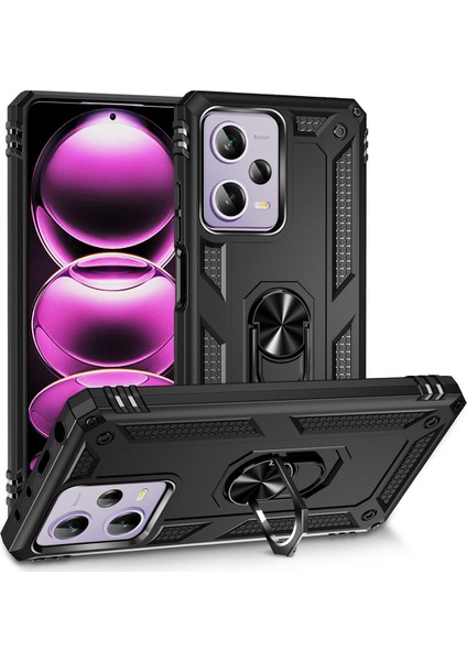 Xiaomi Redmi Note 12 Pro 5g Uyumlu Kılıf Standlı Manyetik Yüzüklü Military Magnetic Ring Polycarbonate And Tpu Case
