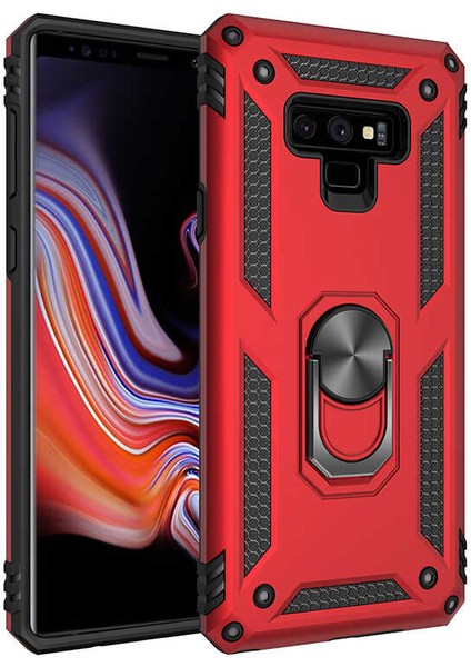 Samsung Galaxy Note 9 Uyumlu Kılıf Standlı Manyetik Yüzüklü Military Magnetic Ring Polycarbonate And Tpu Case