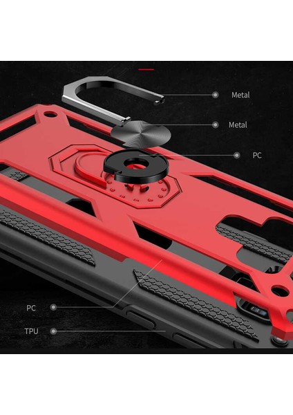 Samsung Galaxy Note 9 Uyumlu Kılıf Standlı Manyetik Yüzüklü Military Magnetic Ring Polycarbonate And Tpu Case