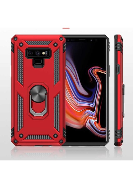 Samsung Galaxy Note 9 Uyumlu Kılıf Standlı Manyetik Yüzüklü Military Magnetic Ring Polycarbonate And Tpu Case