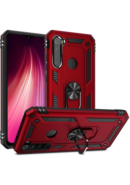 Xiaomi Redmi Note 8 Uyumlu Kılıf Standlı Manyetik Yüzüklü Military Magnetic Ring Polycarbonate And Tpu Case