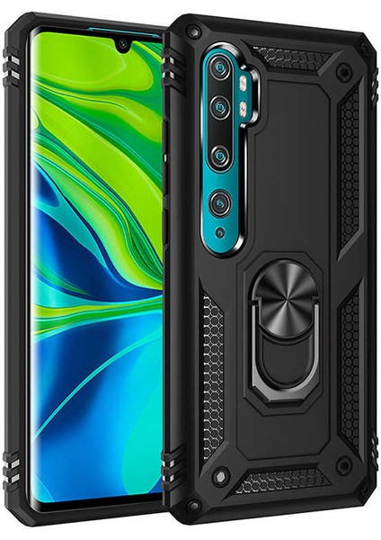 Xiaomi Mi Note 10 Uyumlu Kılıf Standlı Manyetik Yüzüklü Military Magnetic Ring Polycarbonate And Tpu Case