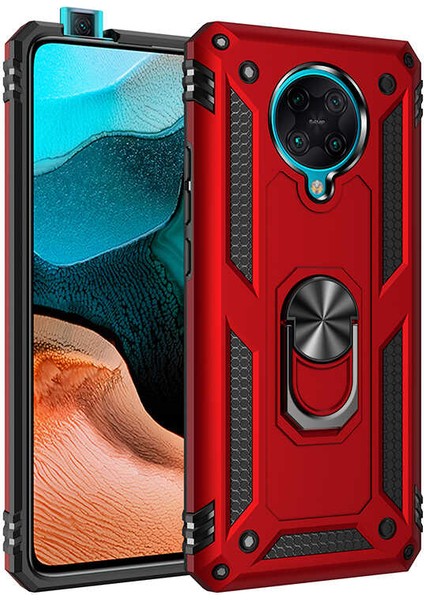 Xiaomi Poco F2 Pro Uyumlu Kılıf Standlı Manyetik Yüzüklü Military Magnetic Ring Polycarbonate And Tpu Case