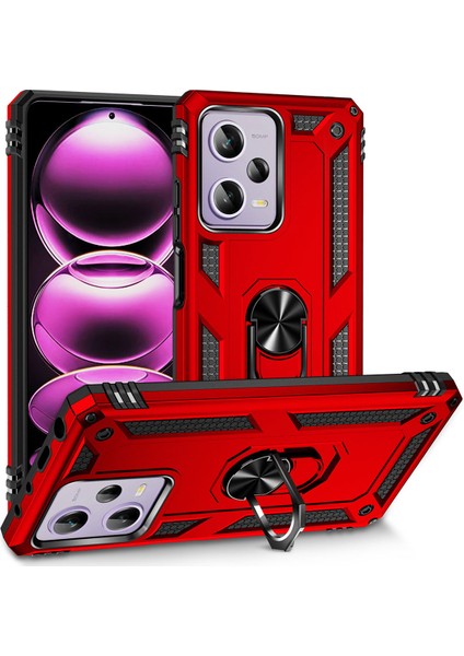 Xiaomi Redmi Note 12 Pro 5g Uyumlu Kılıf Standlı Manyetik Yüzüklü Military Magnetic Ring Polycarbonate And Tpu Case