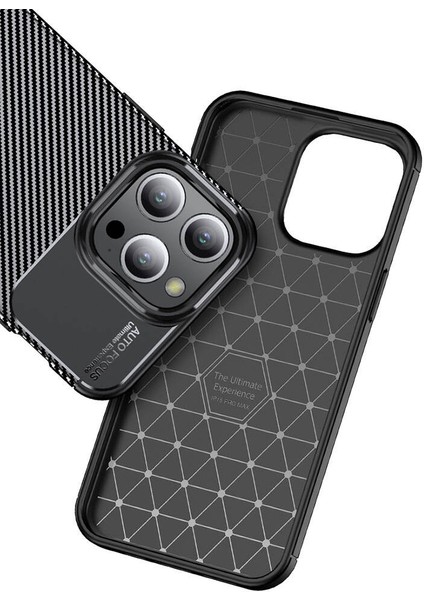 Apple iPhone 15 Pro Max Uyumlu Kılıf Karbon Armor Serisi, Ultra Dayanıklı ve Esnek Slim Fit Karbon Görünümlü Silikon