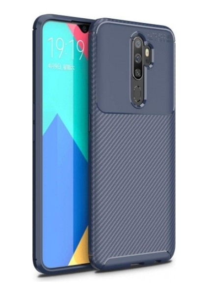 Oppo A5 2020 Uyumlu Kılıf Karbon Armor Serisi, Ultra Dayanıklı ve Esnek Slim Fit Karbon Görünümlü Silikon