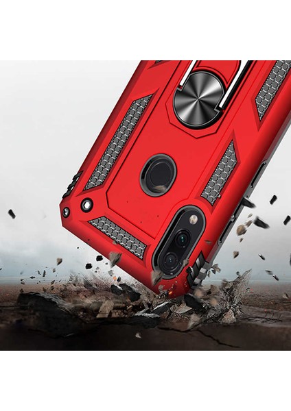 Xiaomi Redmi Note 7 Uyumlu Kılıf Standlı Manyetik Yüzüklü Military Magnetic Ring Polycarbonate And Tpu Case
