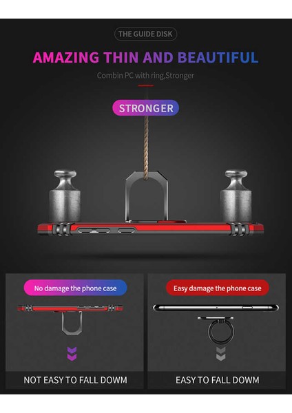 Xiaomi Redmi Note 7 Uyumlu Kılıf Standlı Manyetik Yüzüklü Military Magnetic Ring Polycarbonate And Tpu Case