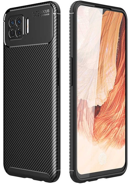 Oppo A73 Uyumlu Kılıf Karbon Armor Serisi, Ultra Dayanıklı ve Esnek Slim Fit Karbon Görünümlü Silikon