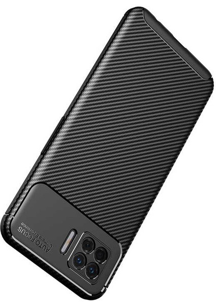 Oppo A73 Uyumlu Kılıf Karbon Armor Serisi, Ultra Dayanıklı ve Esnek Slim Fit Karbon Görünümlü Silikon