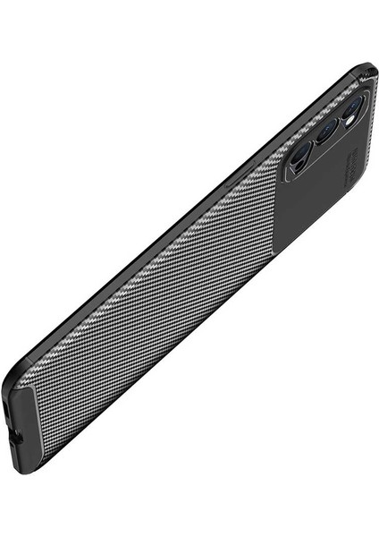 Oppo Reno 4 Uyumlu Kılıf Karbon Armor Serisi, Ultra Dayanıklı ve Esnek Slim Fit Karbon Görünümlü Silikon