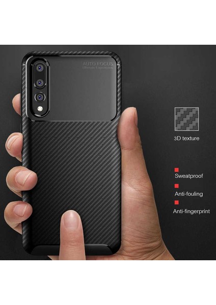 Huawei P20 Pro Uyumlu Kılıf Karbon Armor Serisi, Ultra Dayanıklı ve Esnek Slim Fit Karbon Görünümlü Silikon fırsatları