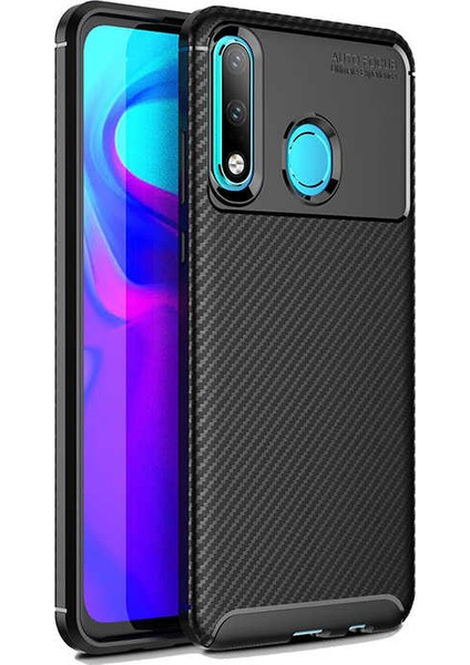 Huawei P30 Lite Uyumlu Kılıf Karbon Armor Serisi, Ultra Dayanıklı ve Esnek Slim Fit Karbon Görünümlü Silikon