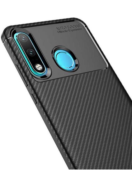 Huawei P30 Lite Uyumlu Kılıf Karbon Armor Serisi, Ultra Dayanıklı ve Esnek Slim Fit Karbon Görünümlü Silikon