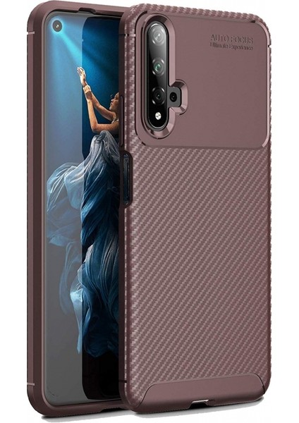 Honor 20 Uyumlu Kılıf Karbon Armor Serisi, Ultra Dayanıklı ve Esnek Slim Fit Karbon Görünümlü Silikon