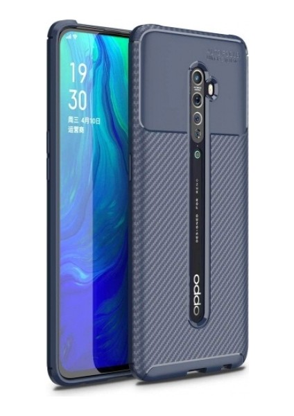 Oppo Reno 2 Uyumlu Kılıf Karbon Armor Serisi, Ultra Dayanıklı ve Esnek Slim Fit Karbon Görünümlü Silikon