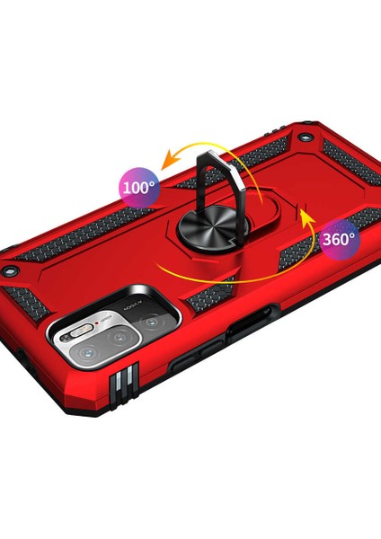 Xiaomi Poco M3 Pro Uyumlu Kılıf Standlı Manyetik Yüzüklü Military Magnetic Ring Polycarbonate And Tpu Case fırsatları