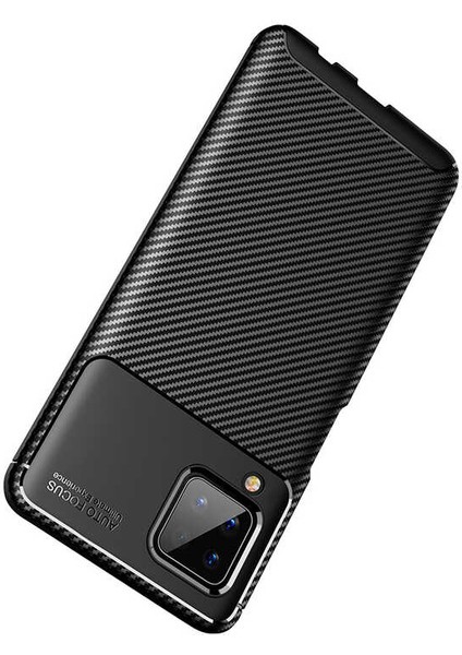 Samsung Galaxy A12 Uyumlu Kılıf Karbon Armor Serisi, Ultra Dayanıklı ve Esnek Slim Fit Karbon Görünümlü Silikon