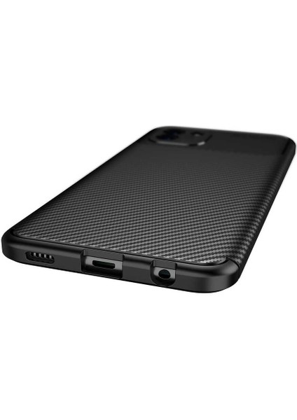 Samsung Galaxy A03 Uyumlu Kılıf Karbon Armor Serisi, Ultra Dayanıklı ve Esnek Slim Fit Karbon Görünümlü Silikon