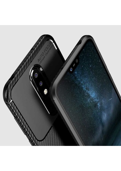 Nokia 5.1 Plus Uyumlu Kılıf Karbon Armor Serisi, Ultra Dayanıklı ve Esnek Slim Fit Karbon Görünümlü Silikon indirimleri