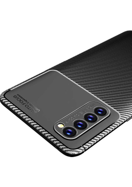 Oppo Reno 4 Pro 4g Uyumlu Kılıf Karbon Armor Serisi, Ultra Dayanıklı ve Esnek Slim Fit Karbon Görünümlü Silikon