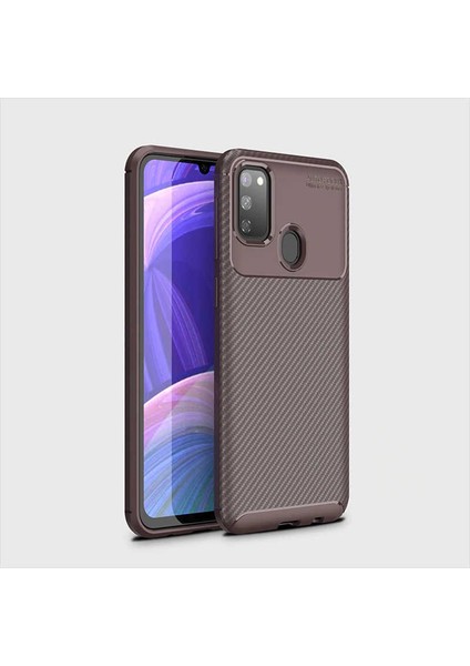 Samsung Galaxy M21 Uyumlu Kılıf Karbon Armor Serisi, Ultra Dayanıklı ve Esnek Slim Fit Karbon Görünümlü Silikon