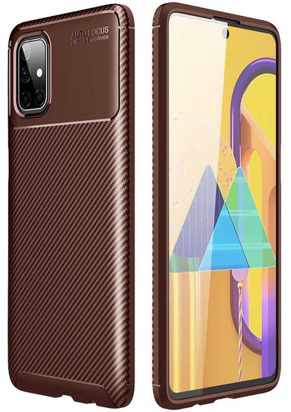 Samsung Galaxy M51 Uyumlu Kılıf Karbon Armor Serisi, Ultra Dayanıklı ve Esnek Slim Fit Karbon Görünümlü Silikon