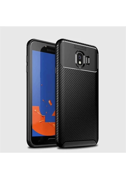 Samsung Galaxy J4 Uyumlu Kılıf Karbon Armor Serisi, Ultra Dayanıklı ve Esnek Slim Fit Karbon Görünümlü Silikon