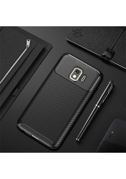 Samsung Galaxy J2 Core Uyumlu Kılıf Karbon Armor Serisi, Ultra Dayanıklı ve Esnek Slim Fit Karbon Görünümlü Silikon