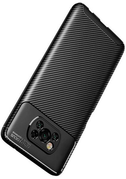 Xiaomi Poco X3 Uyumlu Kılıf Karbon Armor Serisi, Ultra Dayanıklı ve Esnek Slim Fit Karbon Görünümlü Silikon