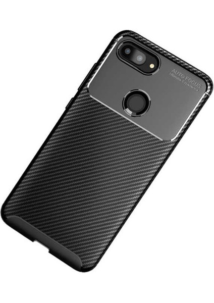 Xiaomi Mi 8 Lite Uyumlu Kılıf Karbon Armor Serisi, Ultra Dayanıklı ve Esnek Slim Fit Karbon Görünümlü Silikon