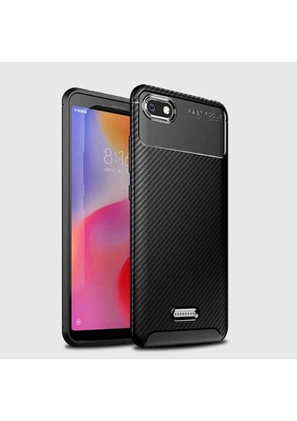 Xiaomi Redmi 6A Uyumlu Kılıf Karbon Armor Serisi, Ultra Dayanıklı ve Esnek Slim Fit Karbon Görünümlü Silikon