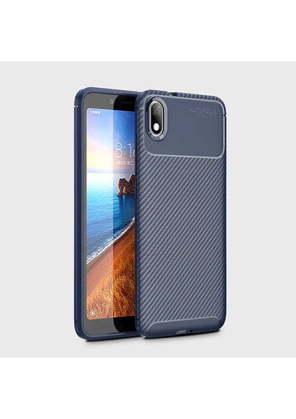 Xiaomi Redmi 7A Uyumlu Kılıf Karbon Armor Serisi, Ultra Dayanıklı ve Esnek Slim Fit Karbon Görünümlü Silikon