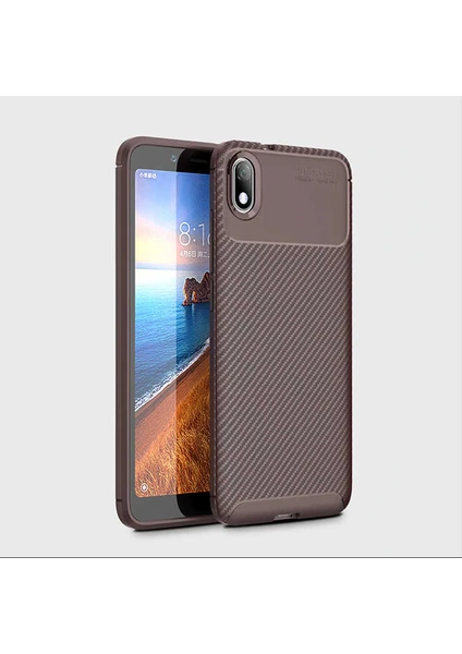 Xiaomi Redmi 7A Uyumlu Kılıf Karbon Armor Serisi, Ultra Dayanıklı ve Esnek Slim Fit Karbon Görünümlü Silikon