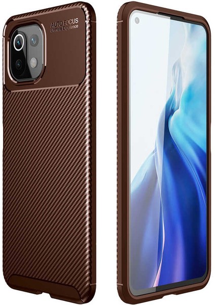Xiaomi Mi 11 Lite Uyumlu Kılıf Karbon Armor Serisi, Ultra Dayanıklı ve Esnek Slim Fit Karbon Görünümlü Silikon