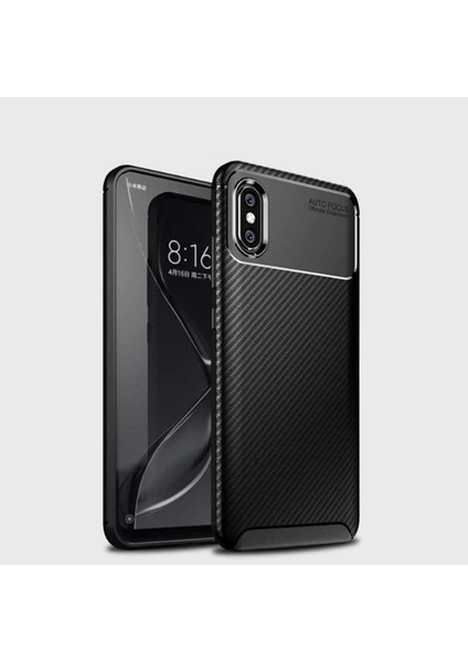 Xiaomi Mi Max 3 Uyumlu Kılıf Karbon Armor Serisi, Ultra Dayanıklı ve Esnek Slim Fit Karbon Görünümlü Silikon