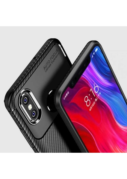 Xiaomi Mi Max 3 Uyumlu Kılıf Karbon Armor Serisi, Ultra Dayanıklı ve Esnek Slim Fit Karbon Görünümlü Silikon