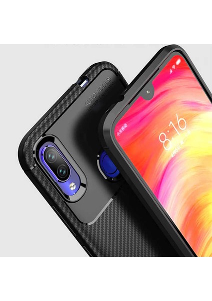 Xiaomi Redmi Note 7 Uyumlu Kılıf Karbon Armor Serisi, Ultra Dayanıklı ve Esnek Slim Fit Karbon Görünümlü Silikon