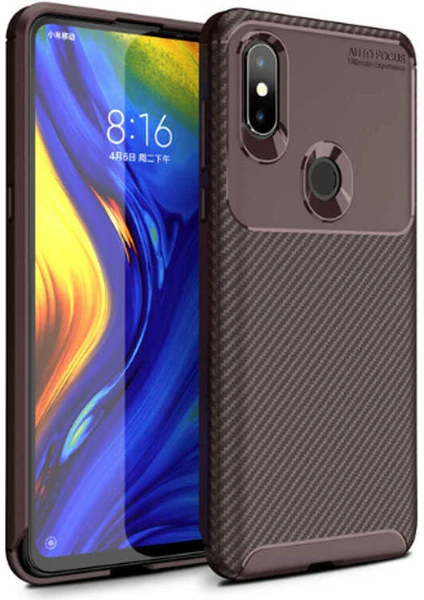 Xiaomi Mi Mix 3 Uyumlu Kılıf Karbon Armor Serisi, Ultra Dayanıklı ve Esnek Slim Fit Karbon Görünümlü Silikon