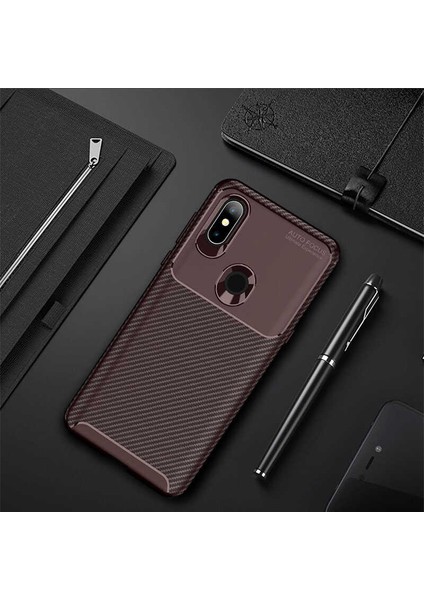 Xiaomi Mi Mix 3 Uyumlu Kılıf Karbon Armor Serisi, Ultra Dayanıklı ve Esnek Slim Fit Karbon Görünümlü Silikon