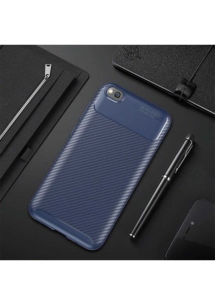 Xiaomi Redmi Go Uyumlu Kılıf Karbon Armor Serisi, Ultra Dayanıklı ve Esnek Slim Fit Karbon Görünümlü Silikon