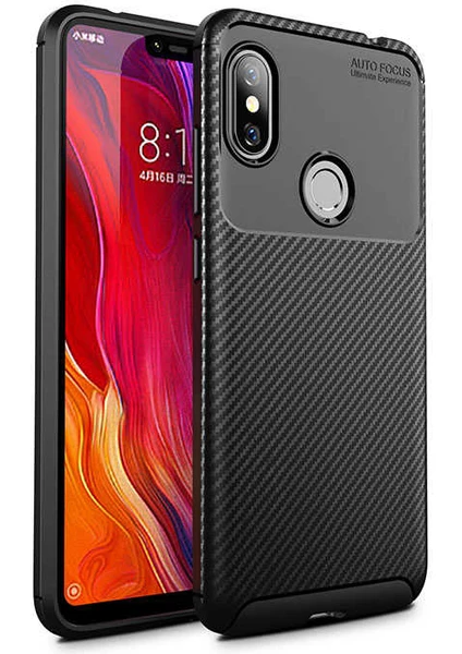 Xiaomi Redmi Note 6 Pro Uyumlu Kılıf Karbon Armor Serisi, Ultra Dayanıklı ve Esnek Slim Fit Karbon Görünümlü Silikon