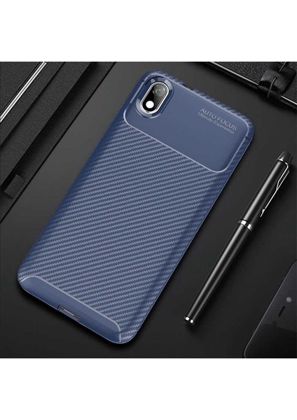 Xiaomi Redmi 7A Uyumlu Kılıf Karbon Armor Serisi, Ultra Dayanıklı ve Esnek Slim Fit Karbon Görünümlü Silikon