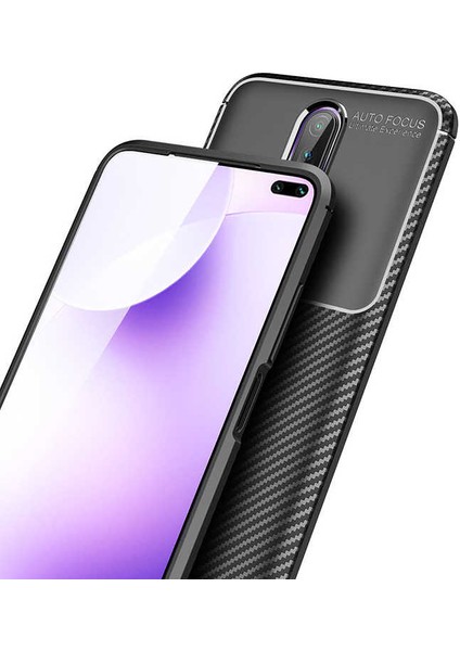 Xiaomi Redmi K30 Uyumlu Kılıf Karbon Armor Serisi, Ultra Dayanıklı ve Esnek Slim Fit Karbon Görünümlü Silikon