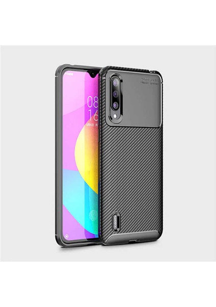 Xiaomi Mi 9 Lite Uyumlu Kılıf Karbon Armor Serisi, Ultra Dayanıklı ve Esnek Slim Fit Karbon Görünümlü Silikon