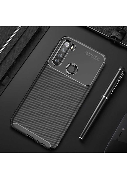 Xiaomi Redmi Note 8 Uyumlu Kılıf Karbon Armor Serisi, Ultra Dayanıklı ve Esnek Slim Fit Karbon Görünümlü Silikon