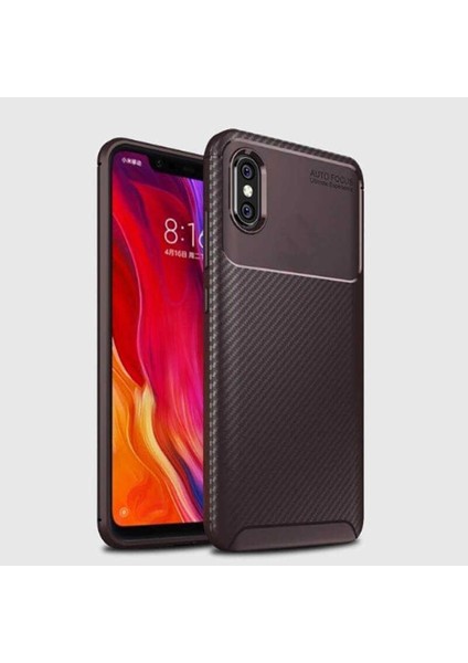 Xiaomi Mi 8 Pro Uyumlu Kılıf Karbon Armor Serisi, Ultra Dayanıklı ve Esnek Slim Fit Karbon Görünümlü Silikon