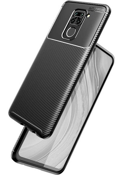 Xiaomi Redmi Note 9 Uyumlu Kılıf Karbon Armor Serisi, Ultra Dayanıklı ve Esnek Slim Fit Karbon Görünümlü Silikon