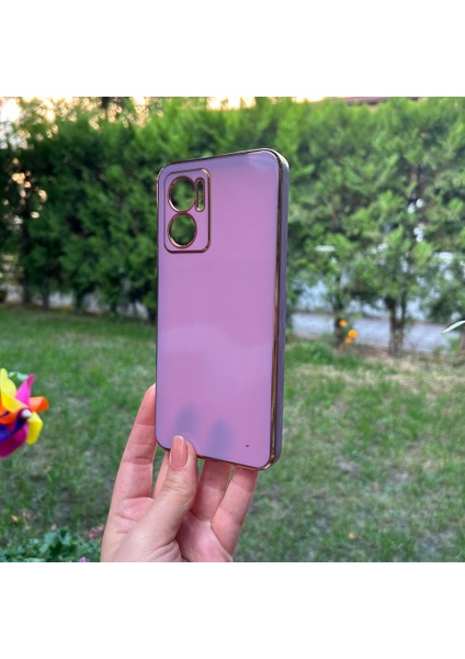 Xiaomi Redmi Note 11E Bakır Detaylı Mor Parlak Silikon Kılıf