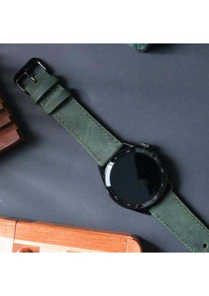 Samsung Galaxy Watch Kordon Watch 6 5 4 / Pro Watch 6 Classic 40MM 43MM 44MM 47MM Watch 5 / Watch 5 Pro 40 44 45 Watch 4 40 42 44 46MM 20MM Yeşil Deri Kayış fırsatları